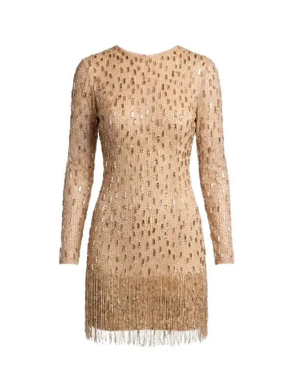 Women's Beaded Mesh Fringe-Hem Mini Dress