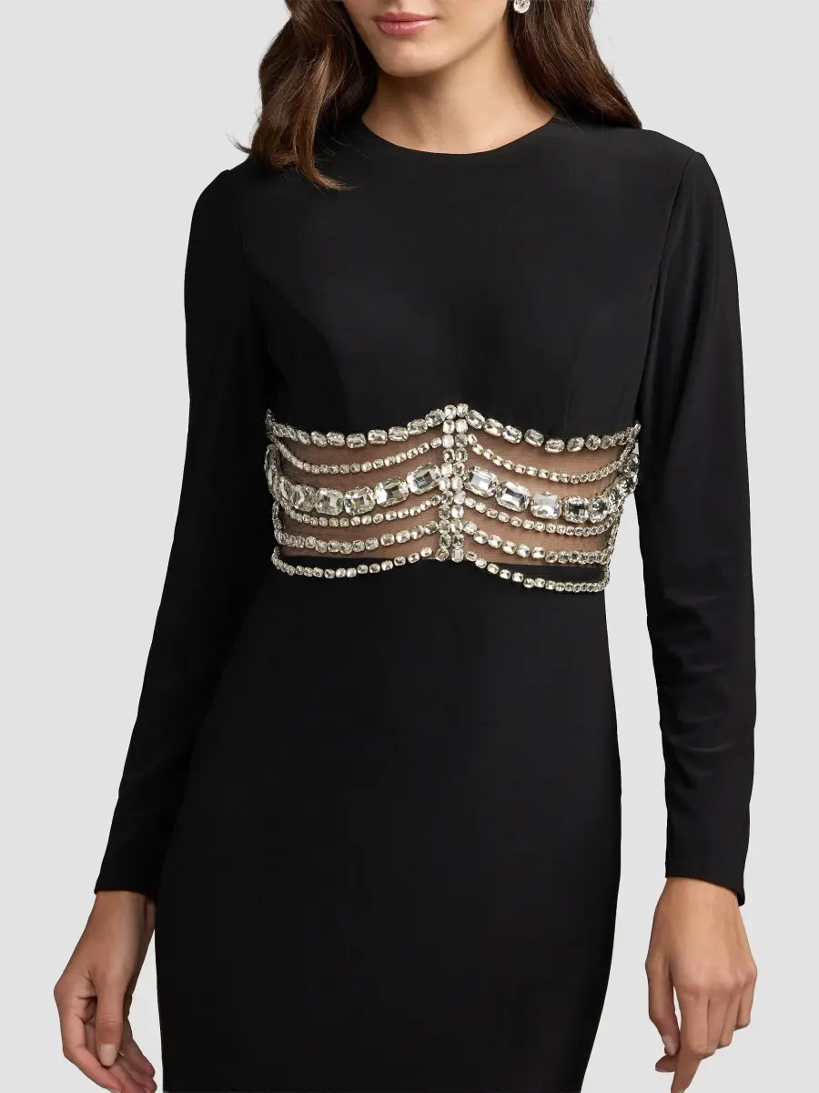 Mac Duggal Women's Crystal-Embellished Sheer Jersey Trumpet Gown | Thumbnail 4