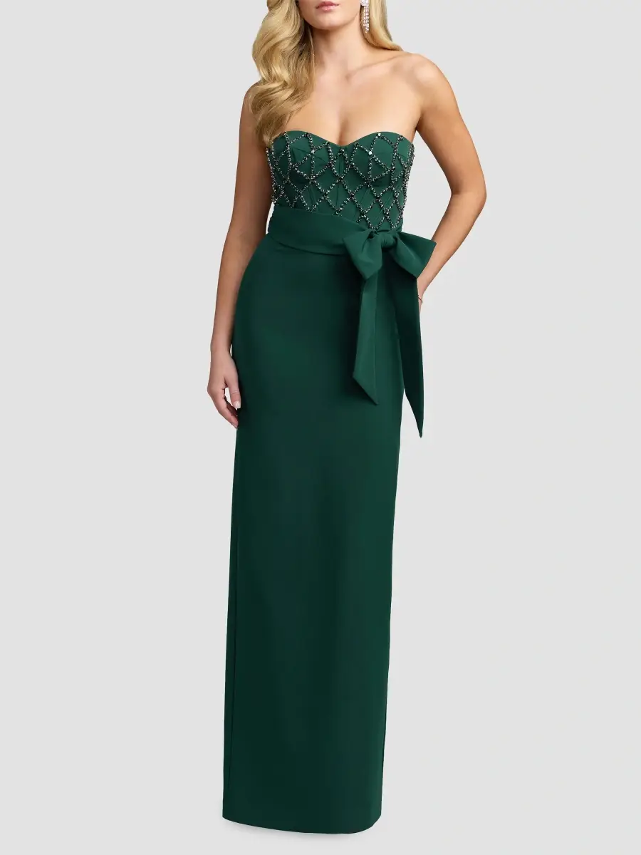 Mac Duggal Women's Crystal-Embellished Crêpe Strapless Bustier Gown | Thumbnail 2 Mac Duggal Women's Crystal-Embellished Crêpe Strapless Bustier Gown | Thumbnail 2