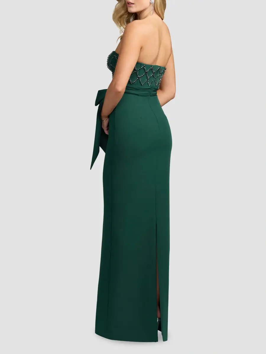 Mac Duggal Women's Crystal-Embellished Crêpe Strapless Bustier Gown | Thumbnail 3 Mac Duggal Women's Crystal-Embellished Crêpe Strapless Bustier Gown | Thumbnail 3