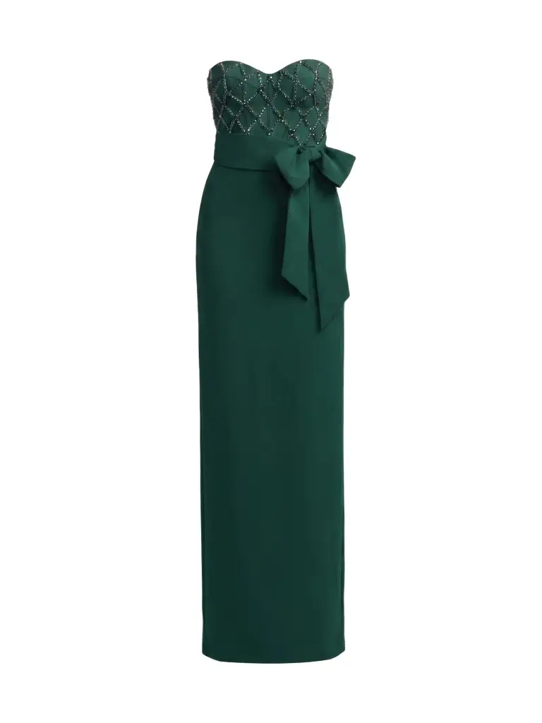 Mac Duggal Women's Crystal-Embellished Crêpe Strapless Bustier Gown