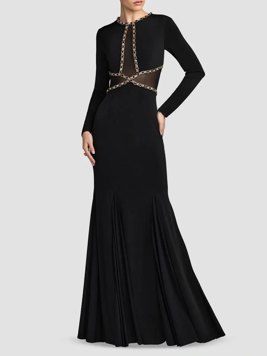 Mac Duggal Women's Sheer Cut Out Jersey Mermaid Gown | Thumbnail 2 Mac Duggal Women's Sheer Cut Out Jersey Mermaid Gown | Thumbnail 2