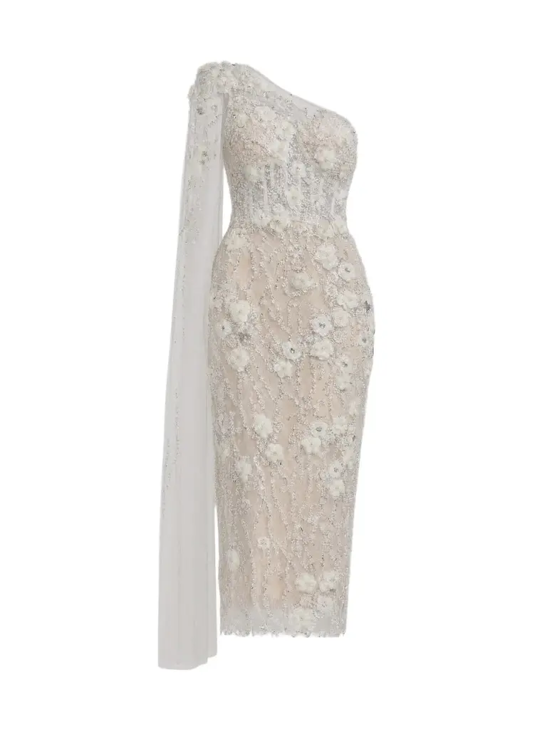 Mac Duggal Women's Embellished One-Shoulder Midi Dress