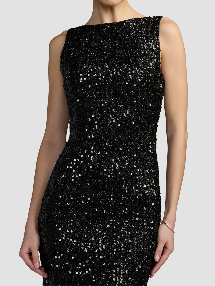 Mac Duggal Women's Sequin Sleeveless Sheath Gown | Thumbnail 5 Mac Duggal Women's Sequin Sleeveless Sheath Gown | Thumbnail 5