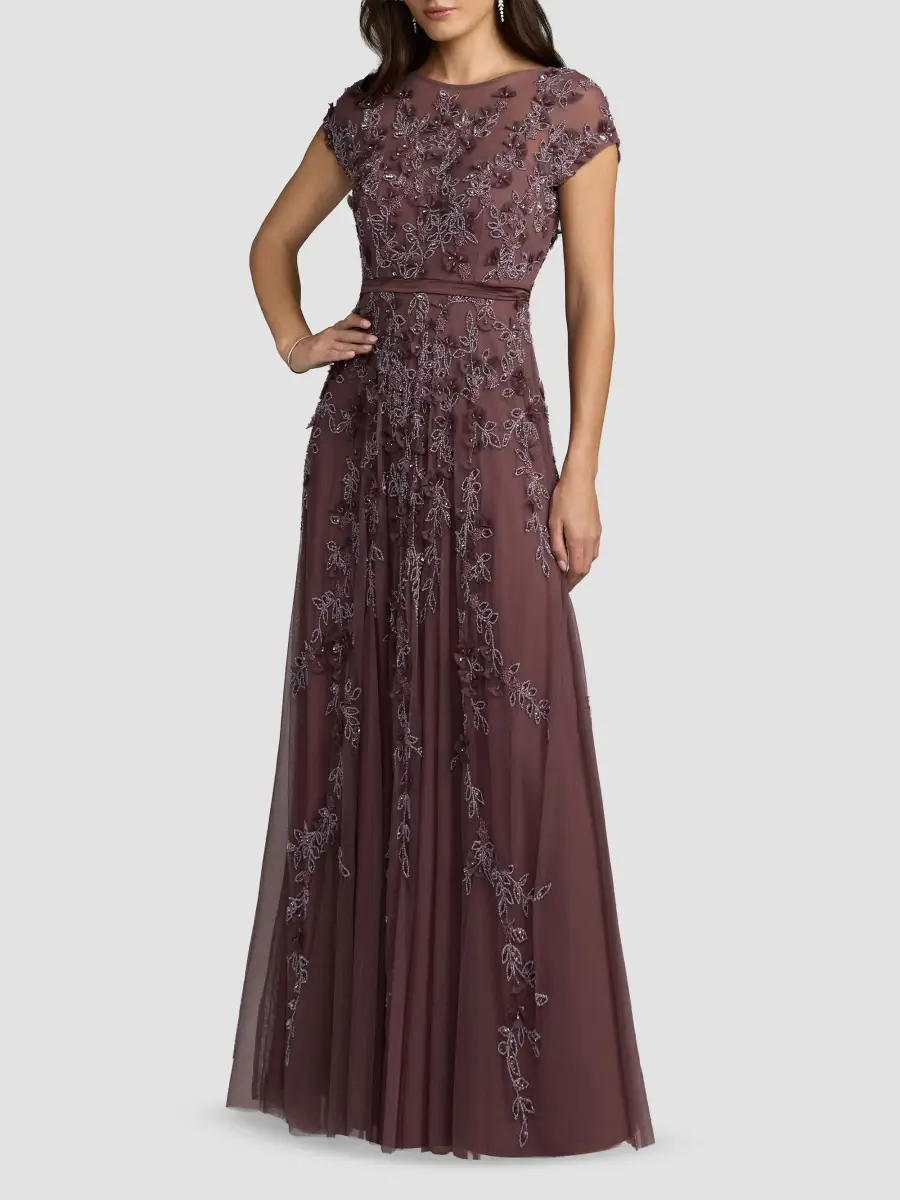 Mac Duggal Women's Evening Floral-Embroidered Mesh Gown | Thumbnail 2 Mac Duggal Women's Evening Floral-Embroidered Mesh Gown | Thumbnail 2