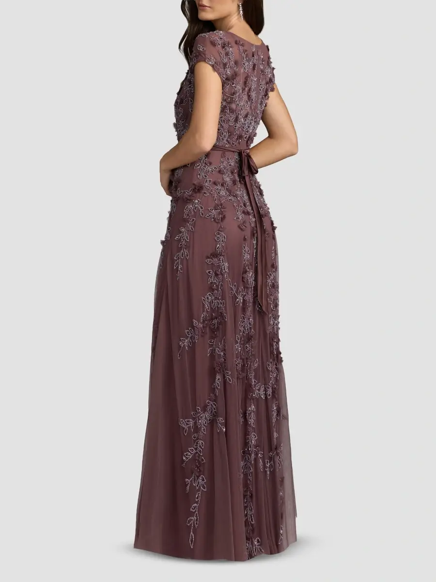 Mac Duggal Women's Evening Floral-Embroidered Mesh Gown | Thumbnail 3 Mac Duggal Women's Evening Floral-Embroidered Mesh Gown | Thumbnail 3