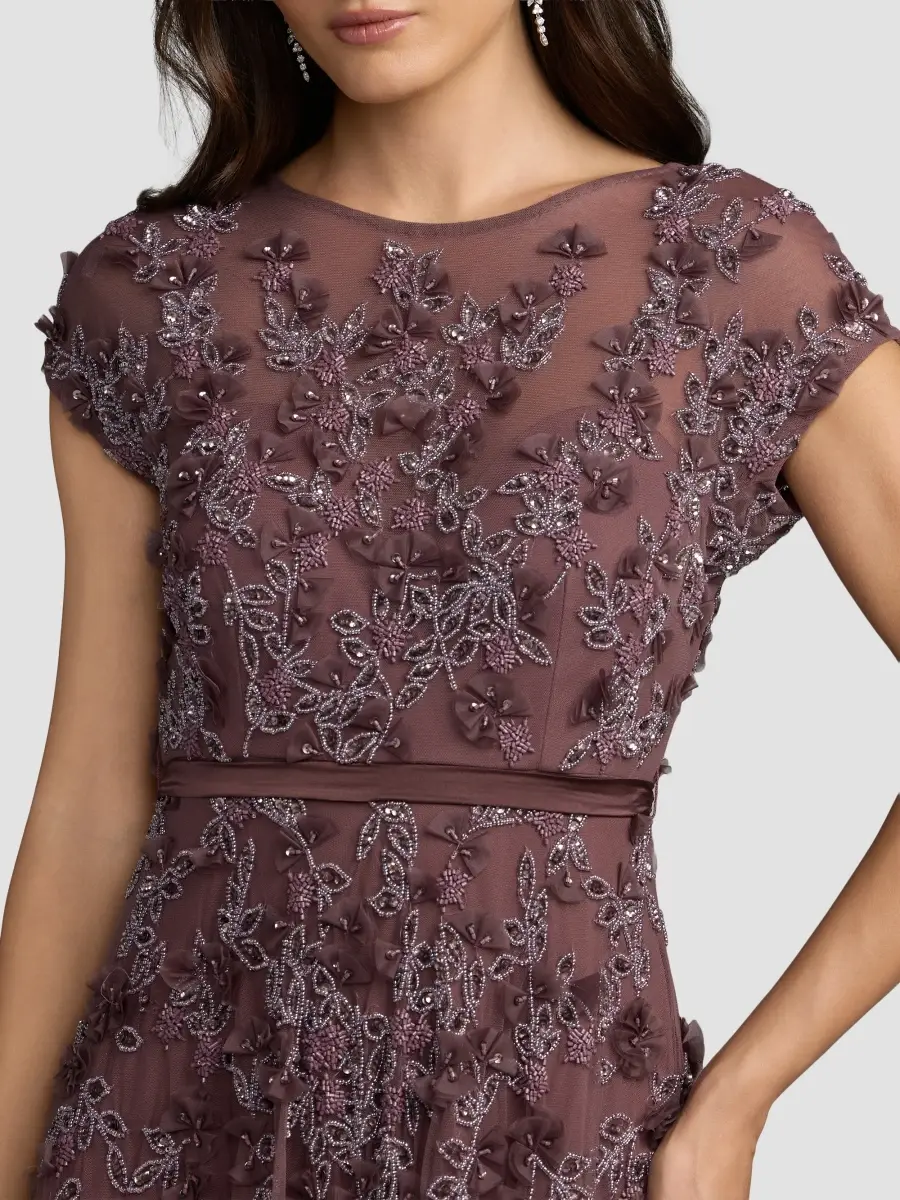 Mac Duggal Women's Evening Floral-Embroidered Mesh Gown | Thumbnail 4 Mac Duggal Women's Evening Floral-Embroidered Mesh Gown | Thumbnail 4