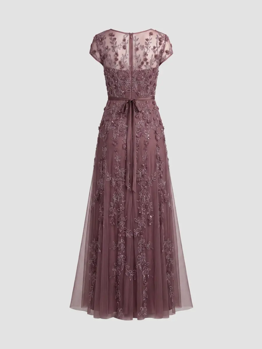 Mac Duggal Women's Evening Floral-Embroidered Mesh Gown | Thumbnail 5 Mac Duggal Women's Evening Floral-Embroidered Mesh Gown | Thumbnail 5