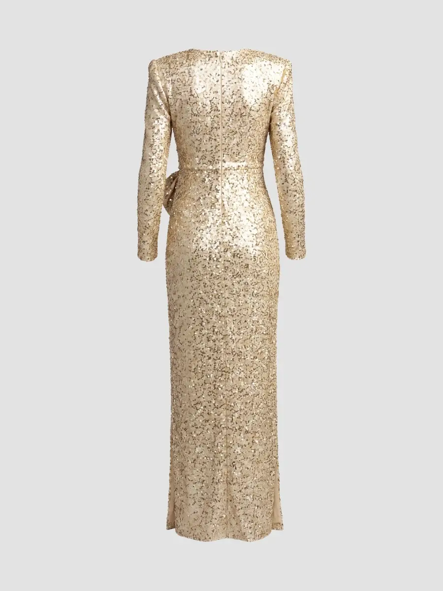 Mac Duggal Women's Sequined 3D Bow Column Gown | Thumbnail 5 Mac Duggal Women's Sequined 3D Bow Column Gown | Thumbnail 5