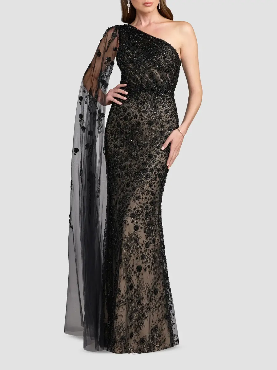 Mac Duggal Women's Embellished Lace One-Shoulder Gown | Thumbnail 2 Mac Duggal Women's Embellished Lace One-Shoulder Gown | Thumbnail 2
