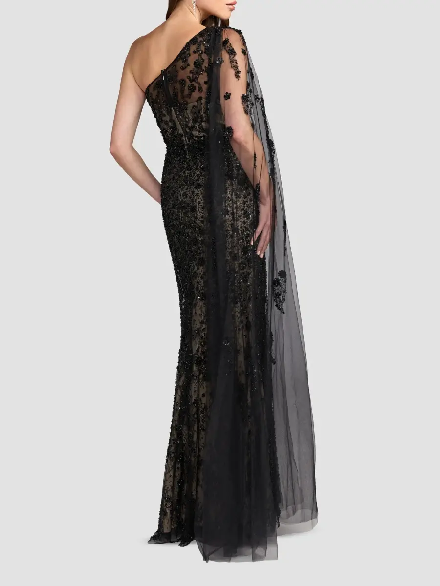 Mac Duggal Women's Embellished Lace One-Shoulder Gown | Thumbnail 3 Mac Duggal Women's Embellished Lace One-Shoulder Gown | Thumbnail 3