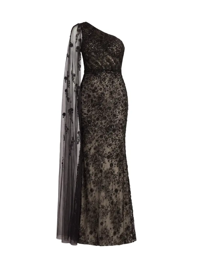 Mac Duggal Women's Embellished Lace One-Shoulder Gown