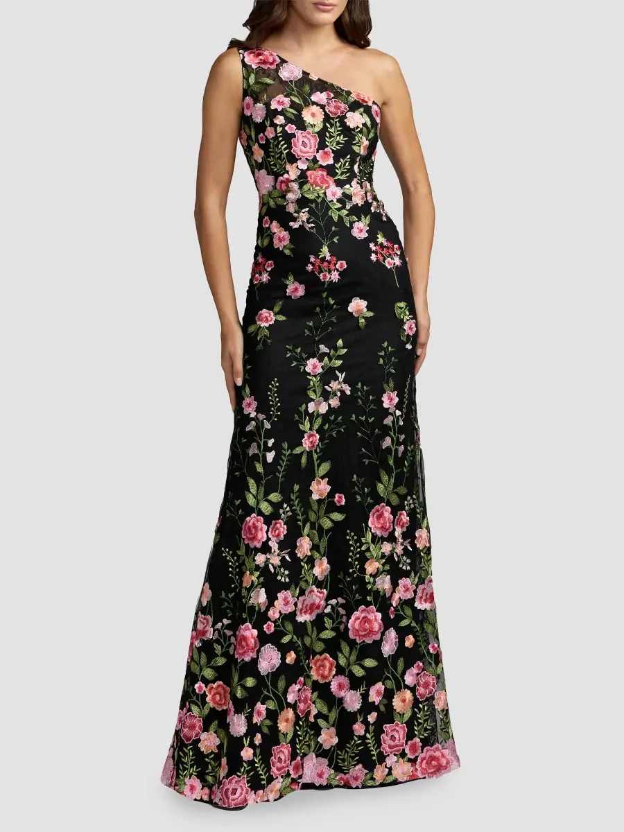 Mac Duggal Women's One-Shoulder Floral Embroidered Gown | Thumbnail 2 Mac Duggal Women's One-Shoulder Floral Embroidered Gown | Thumbnail 2