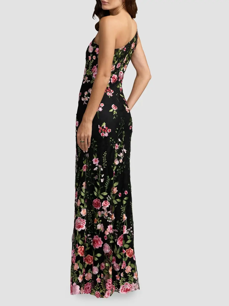 Mac Duggal Women's One-Shoulder Floral Embroidered Gown | Thumbnail 3 Mac Duggal Women's One-Shoulder Floral Embroidered Gown | Thumbnail 3
