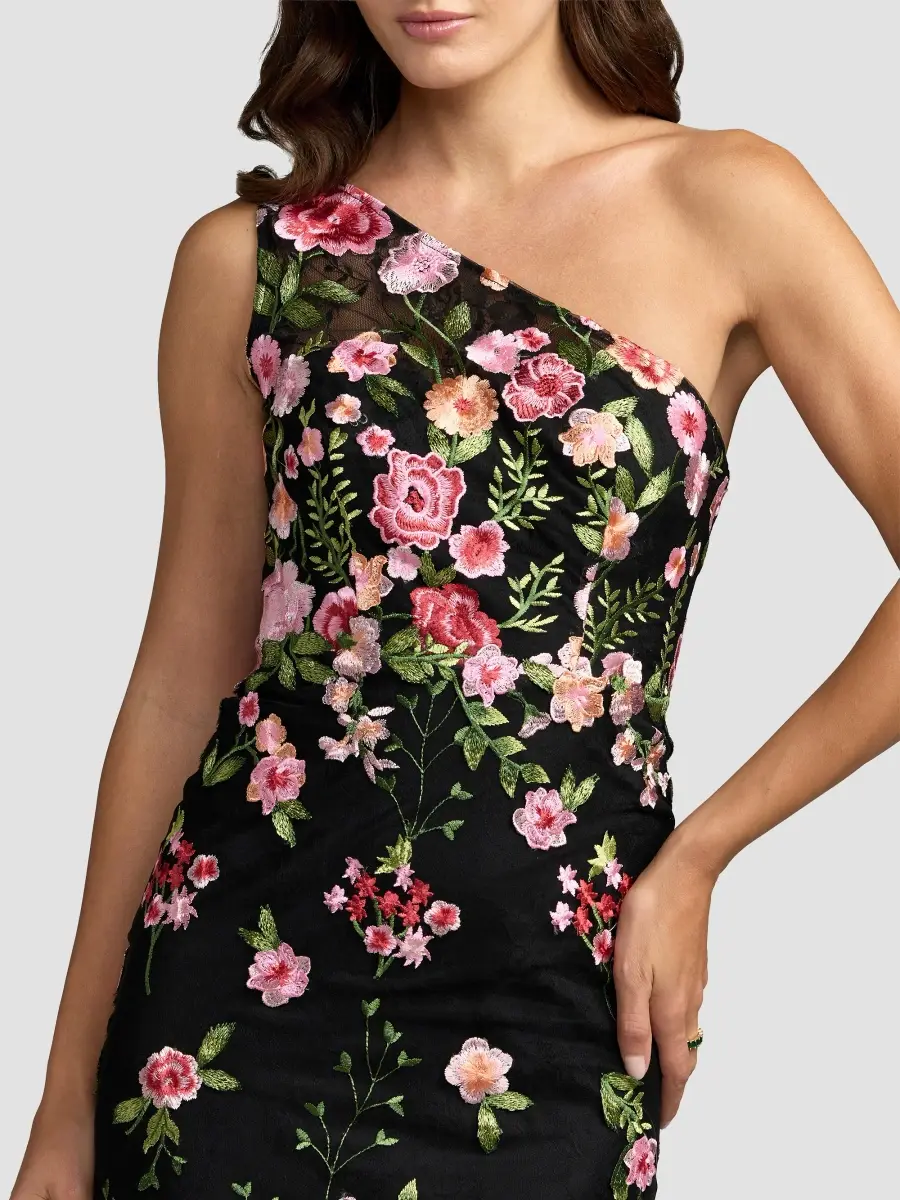 Mac Duggal Women's One-Shoulder Floral Embroidered Gown | Thumbnail 4 Mac Duggal Women's One-Shoulder Floral Embroidered Gown | Thumbnail 4