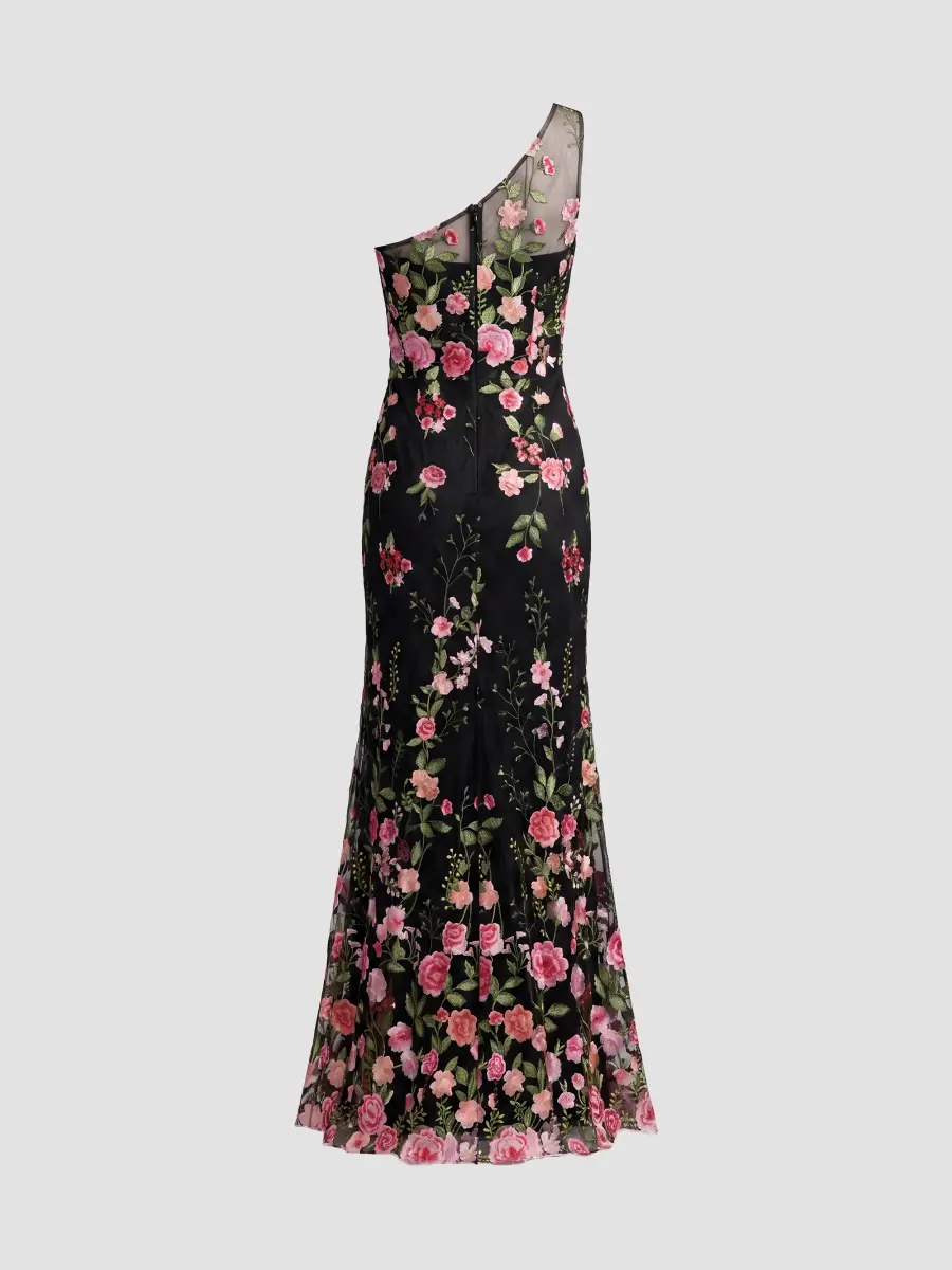 Mac Duggal Women's One-Shoulder Floral Embroidered Gown | Thumbnail 6 Mac Duggal Women's One-Shoulder Floral Embroidered Gown | Thumbnail 6