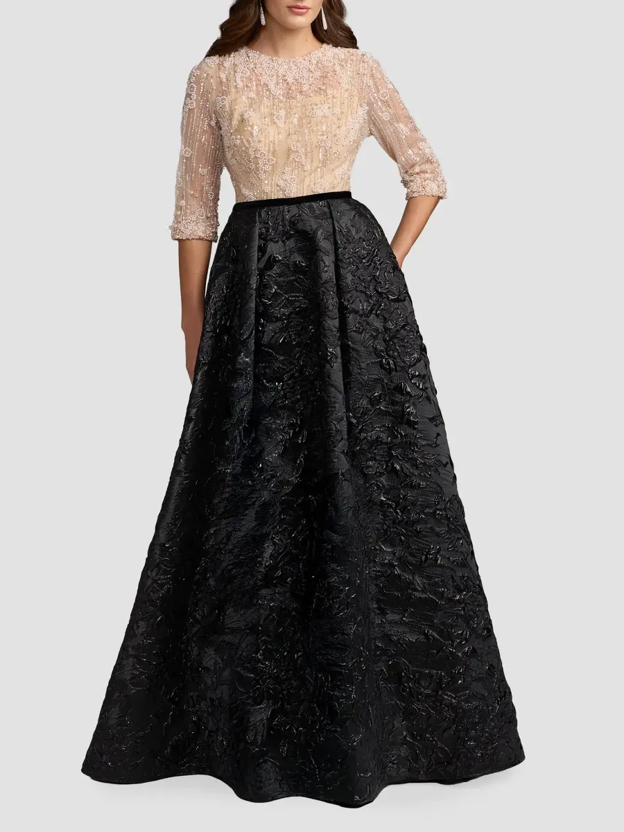 Mac Duggal Women's Two-Tone Crêpe Brocade Ball Gown | Thumbnail 2 Mac Duggal Women's Two-Tone Crêpe Brocade Ball Gown | Thumbnail 2