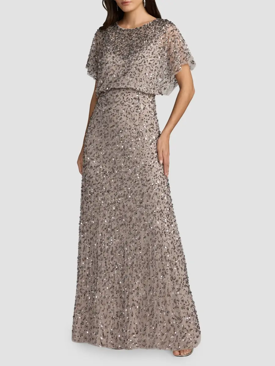 Mac Duggal Women's Beaded Sequin Shawl Gown | Thumbnail 2 Mac Duggal Women's Beaded Sequin Shawl Gown | Thumbnail 2