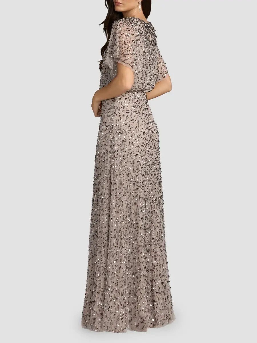 Mac Duggal Women's Beaded Sequin Shawl Gown | Thumbnail 3 Mac Duggal Women's Beaded Sequin Shawl Gown | Thumbnail 3