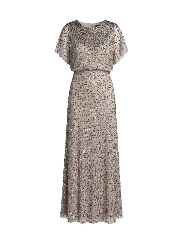 Mac Duggal Women's Beaded Sequin Shawl Gown