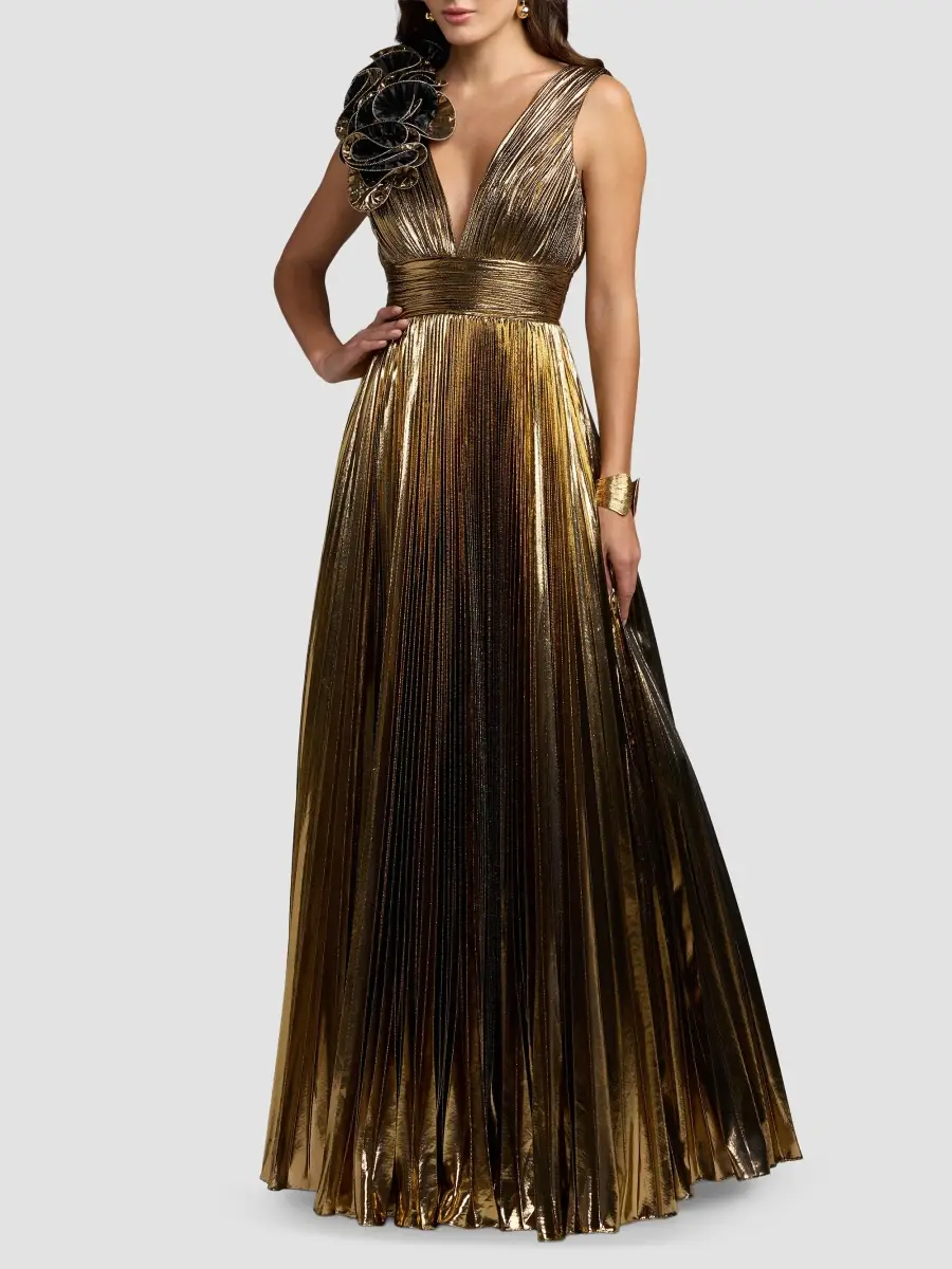 Mac Duggal Women's Metallic Pleated Ombré Gown | Thumbnail 2 Mac Duggal Women's Metallic Pleated Ombré Gown | Thumbnail 2