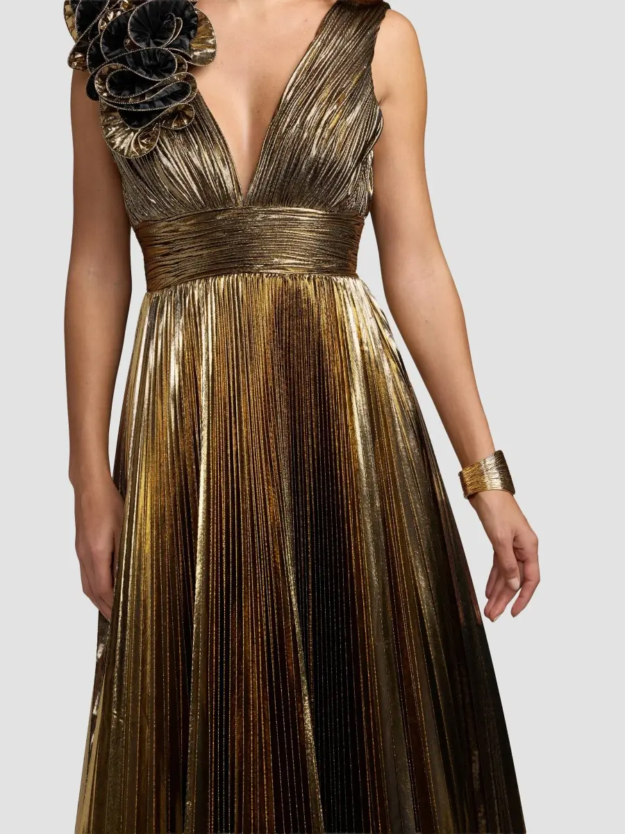 Mac Duggal Women's Metallic Pleated Ombré Gown | Thumbnail 4 Mac Duggal Women's Metallic Pleated Ombré Gown | Thumbnail 4