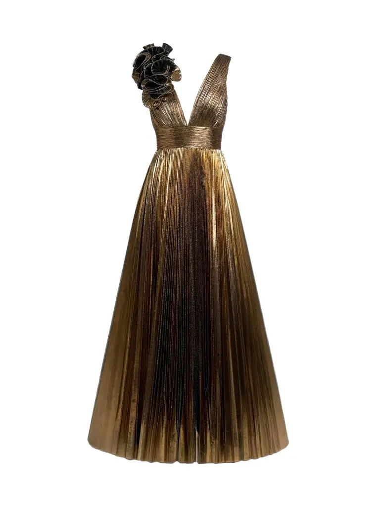 Mac Duggal Women's Metallic Pleated Ombré Gown