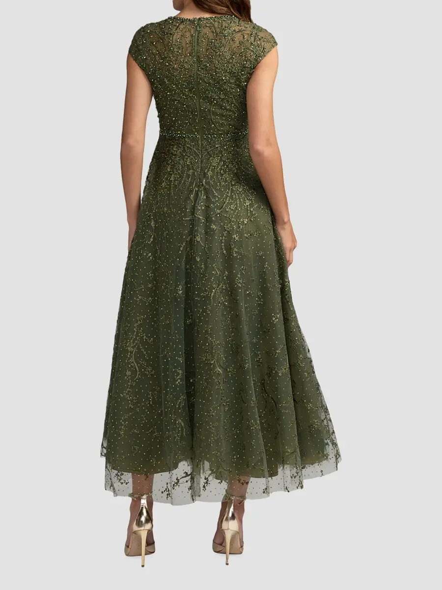 Mac Duggal Women's Embellished Jewel Neck A-Line Cocktail Dress | Thumbnail 3