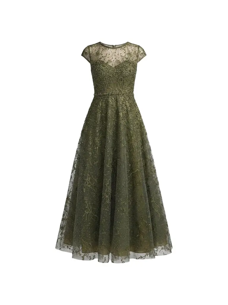 Mac Duggal Women's Embellished Jewel Neck A-Line Cocktail Dress