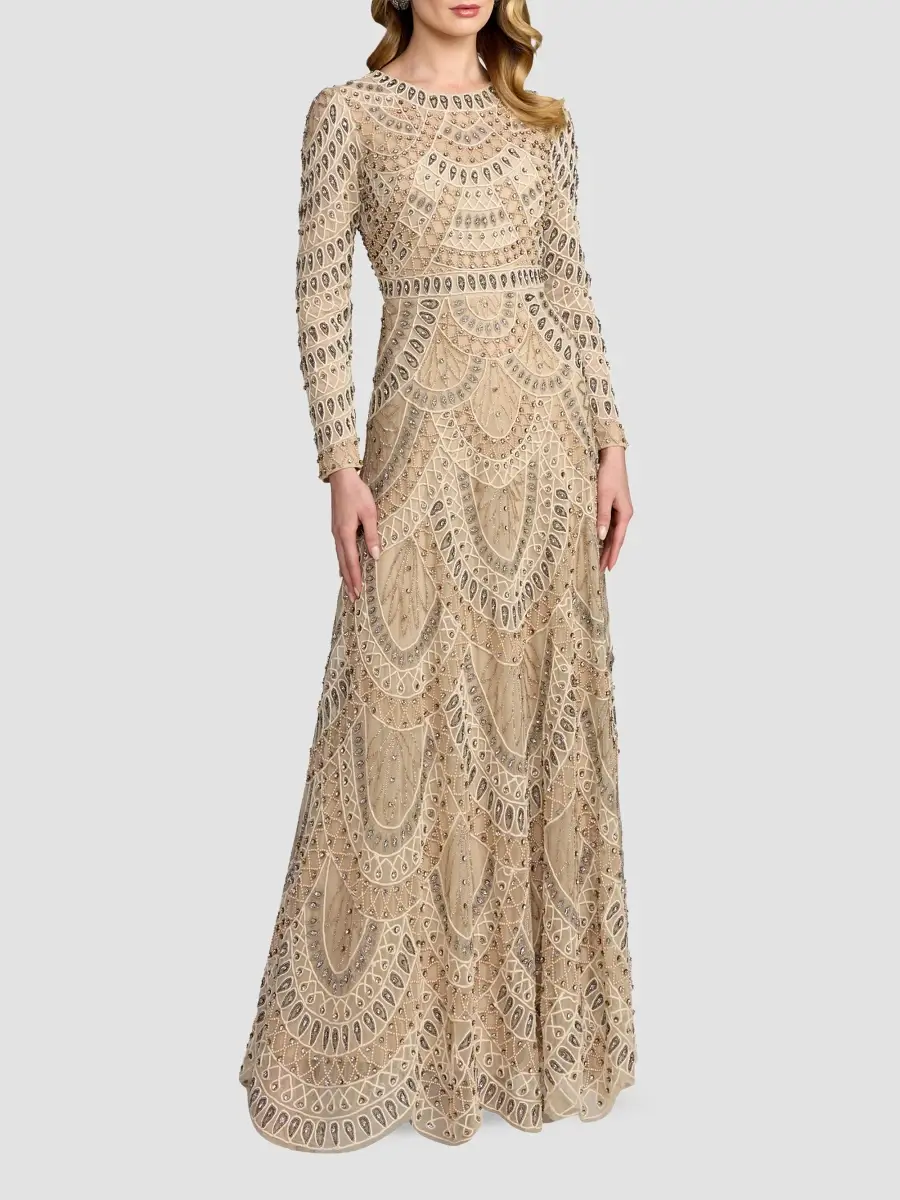 Mac Duggal Women's Embellished Mesh A-Line Gown | Thumbnail 2 Mac Duggal Women's Embellished Mesh A-Line Gown | Thumbnail 2