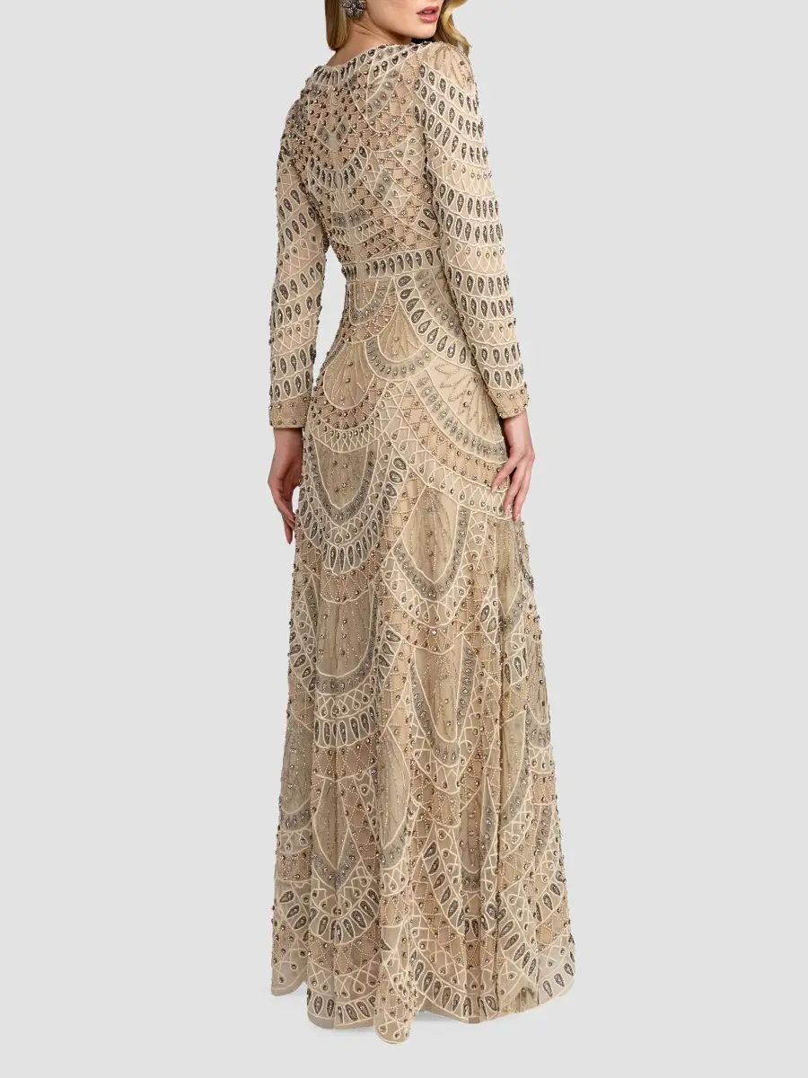 Mac Duggal Women's Embellished Mesh A-Line Gown | Thumbnail 3 Mac Duggal Women's Embellished Mesh A-Line Gown | Thumbnail 3