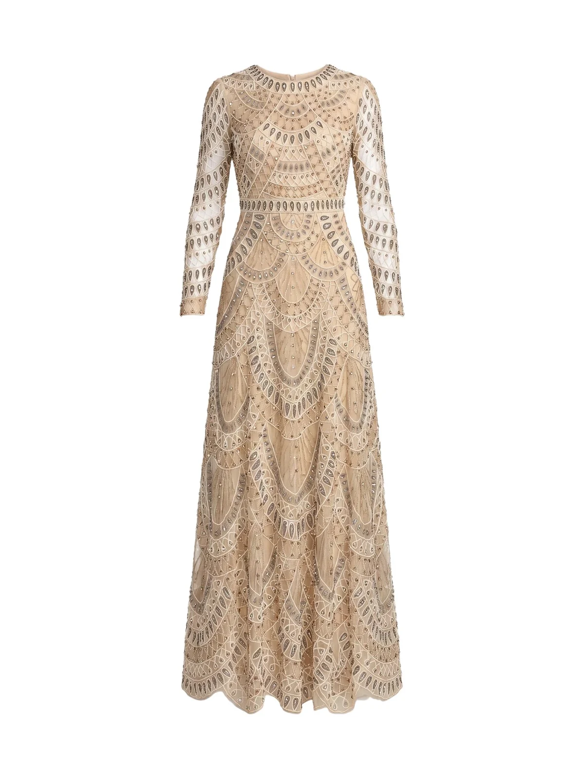 Women's Embellished Mesh A-Line Gown