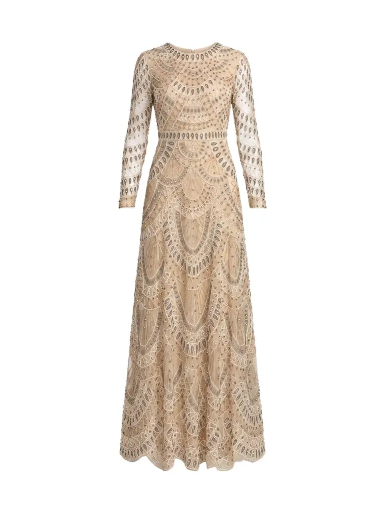 Mac Duggal Women's Embellished Mesh A-Line Gown