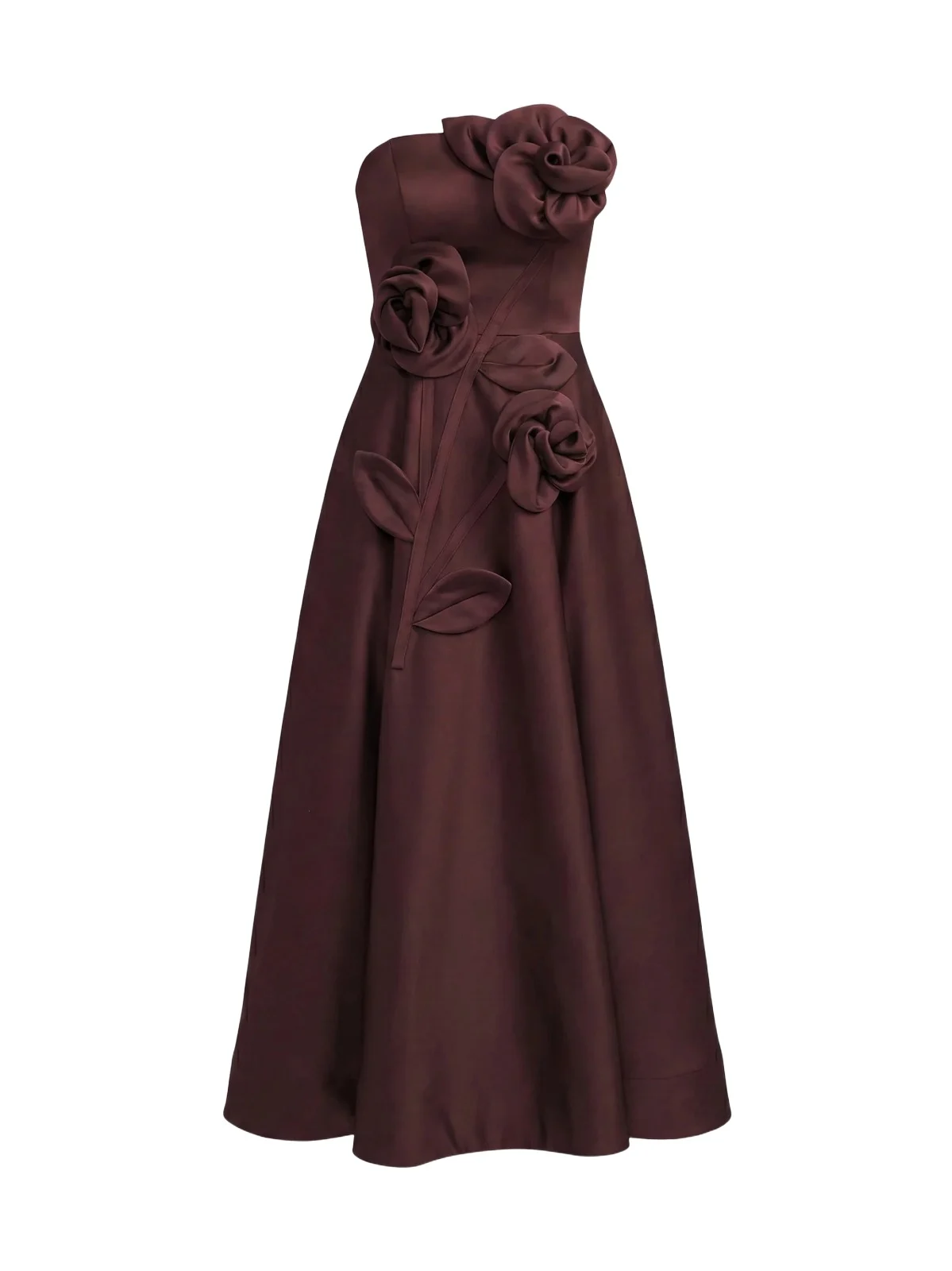 Mac Duggal Women's Floral Satin Strapless Midi Dress