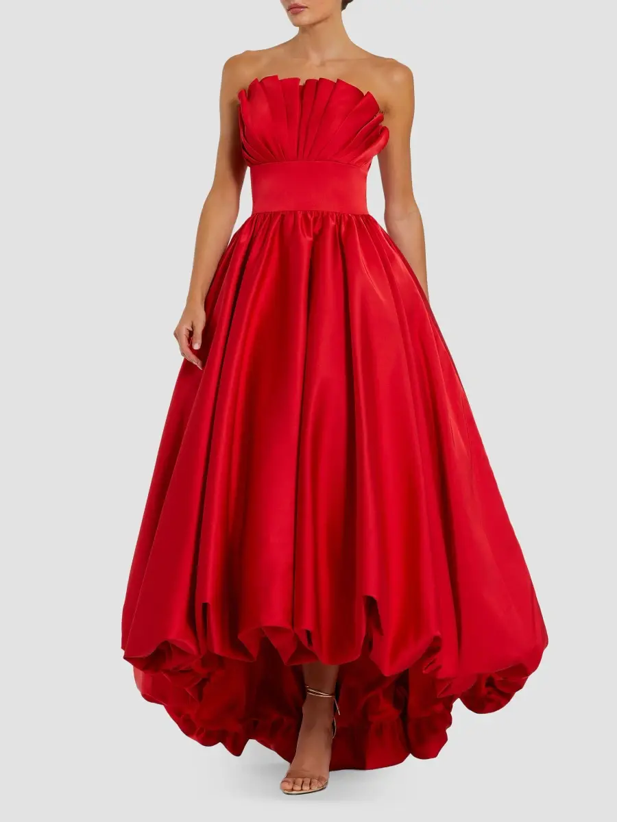 Mac Duggal Women's Pleated Satin Strapless Gown | Thumbnail 2 Mac Duggal Women's Pleated Satin Strapless Gown | Thumbnail 2