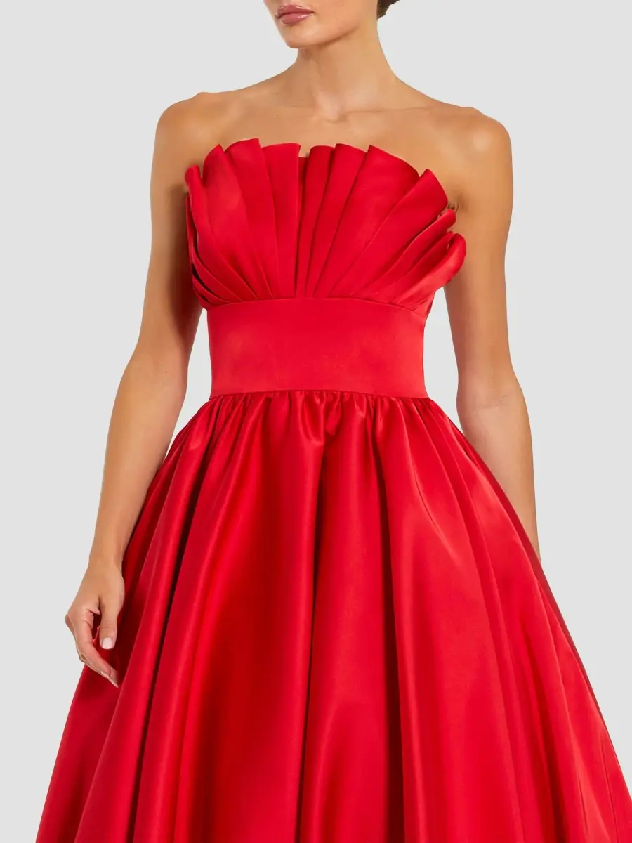 Mac Duggal Women's Pleated Satin Strapless Gown | Thumbnail 4 Mac Duggal Women's Pleated Satin Strapless Gown | Thumbnail 4