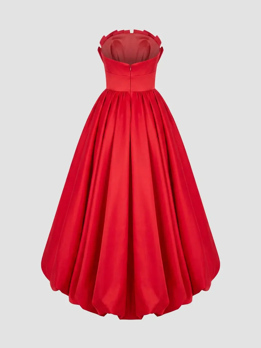 Mac Duggal Women's Pleated Satin Strapless Gown | Thumbnail 5 Mac Duggal Women's Pleated Satin Strapless Gown | Thumbnail 5