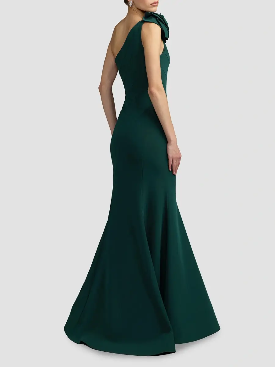 Mac Duggal Women's Flower-Detailed Crepe One-Shoulder Mermaid Gown | Thumbnail 3