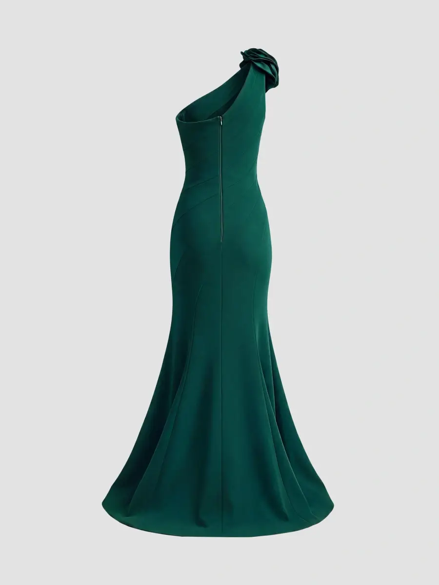Mac Duggal Women's Flower-Detailed Crepe One-Shoulder Mermaid Gown | Thumbnail 6