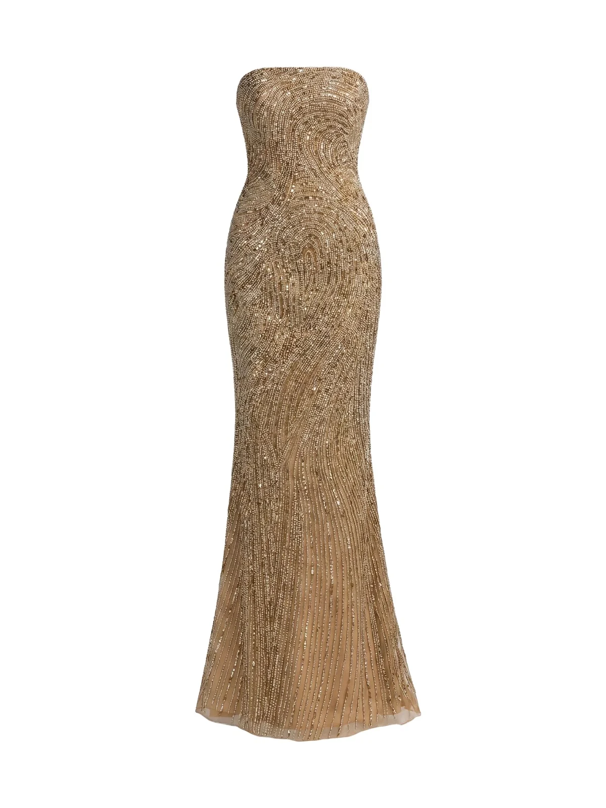 Mac Duggal Women's Embellished Mesh Strapless Column Gown