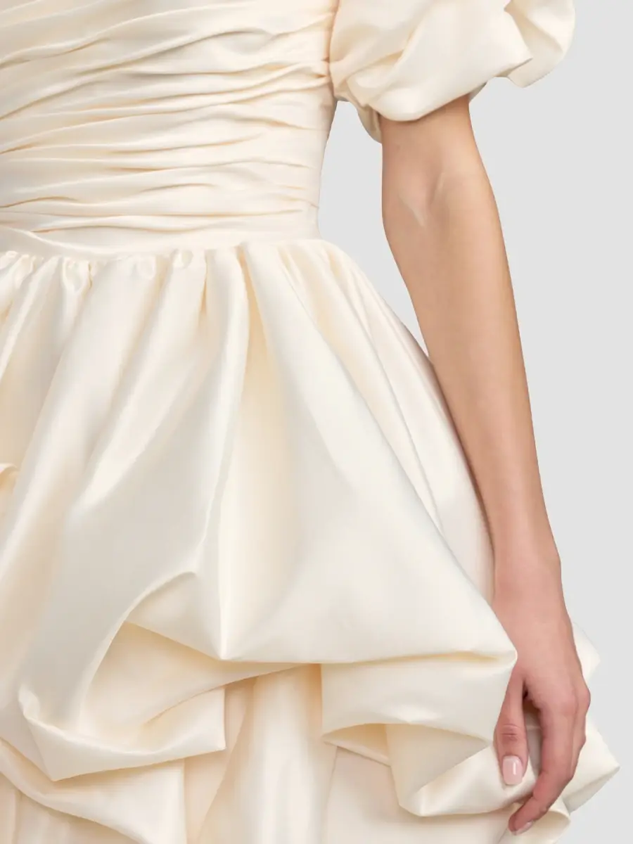 Mac Duggal Women's Draped Satin One-Shoulder Bubble Mini Dress | Thumbnail 5 Mac Duggal Women's Draped Satin One-Shoulder Bubble Mini Dress | Thumbnail 5