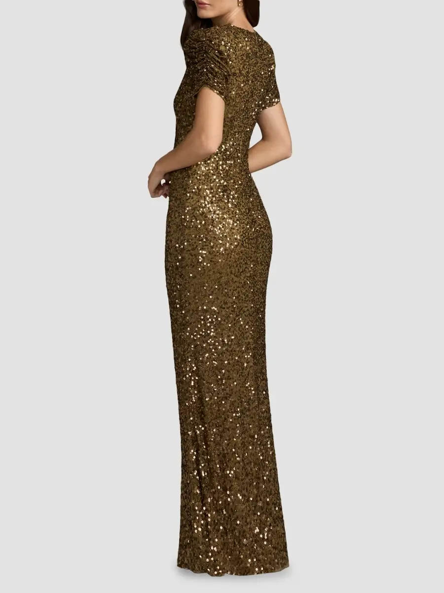 Mac Duggal Women's Beaded Short-Sleeve Gown | Thumbnail 3 Mac Duggal Women's Beaded Short-Sleeve Gown | Thumbnail 3