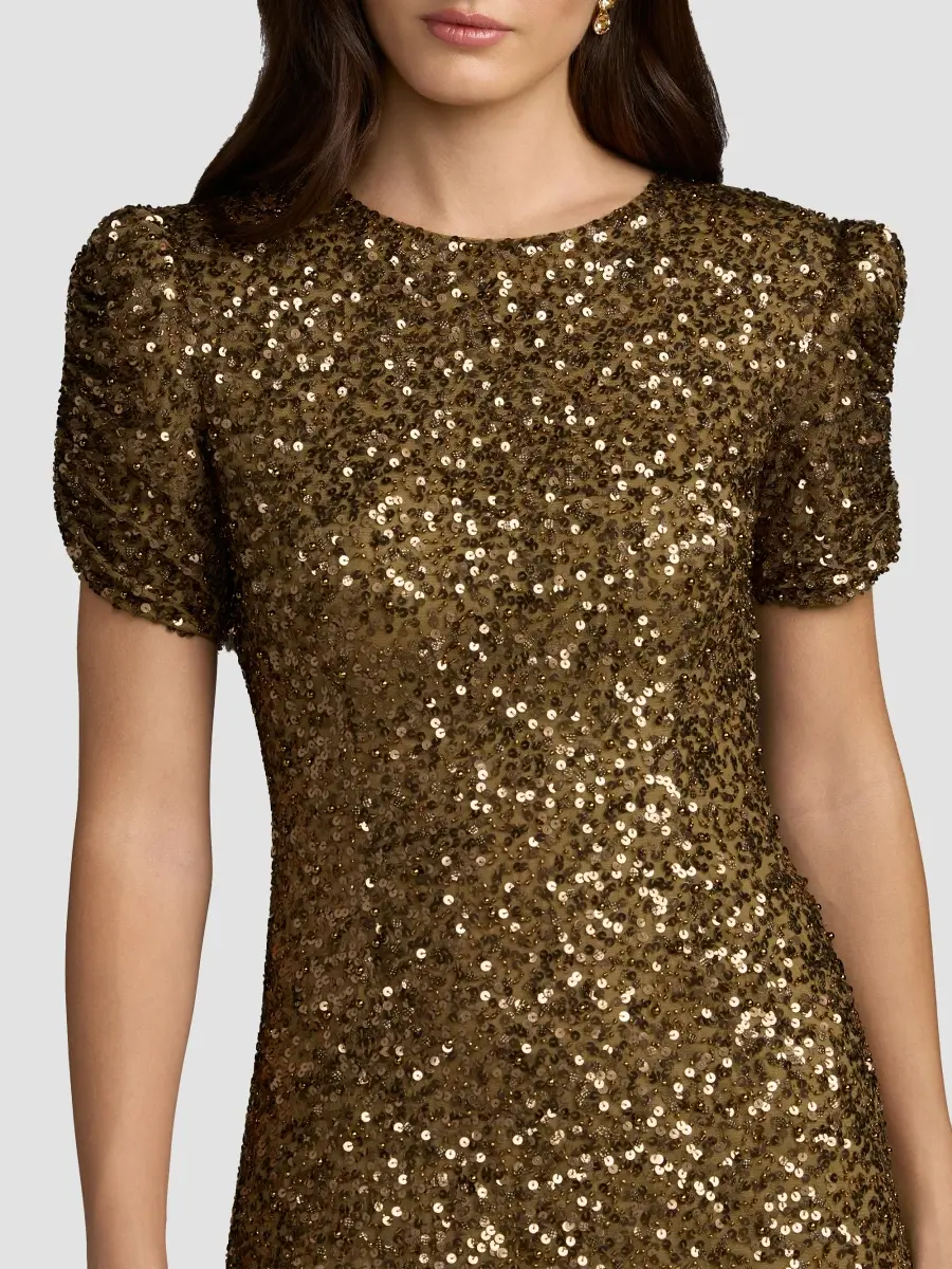 Mac Duggal Women's Beaded Short-Sleeve Gown | Thumbnail 4 Mac Duggal Women's Beaded Short-Sleeve Gown | Thumbnail 4