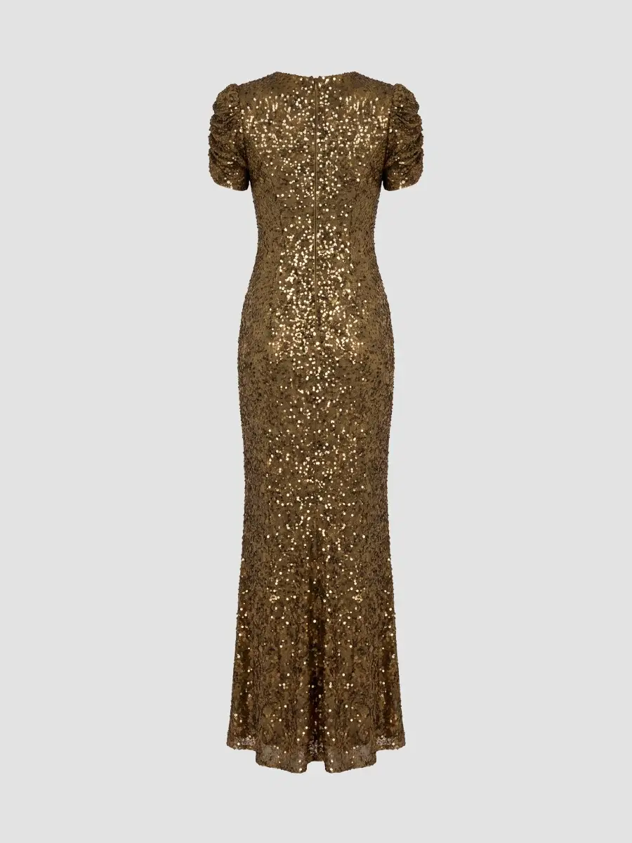 Mac Duggal Women's Beaded Short-Sleeve Gown | Thumbnail 5 Mac Duggal Women's Beaded Short-Sleeve Gown | Thumbnail 5