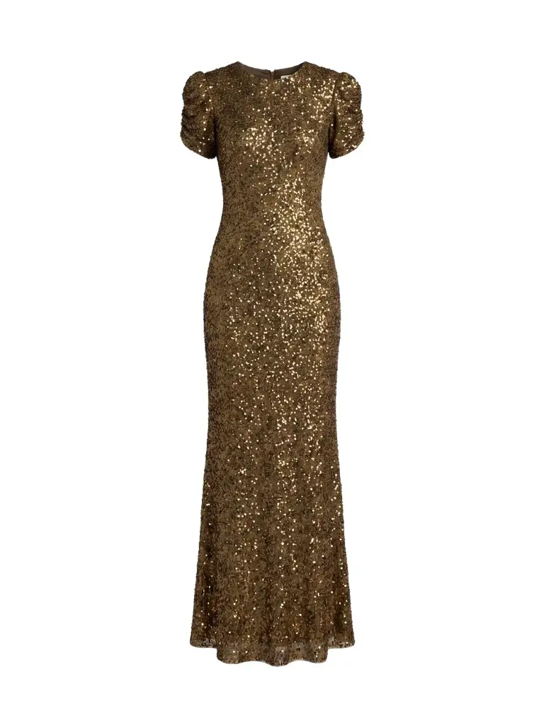 Mac Duggal Women's Beaded Short-Sleeve Gown