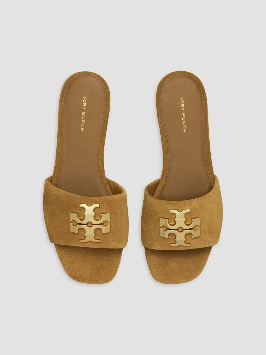 Tory Burch Women's Charlie Logo Suede Sandals | Thumbnail 3 Tory Burch Women's Charlie Logo Suede Sandals | Thumbnail 3