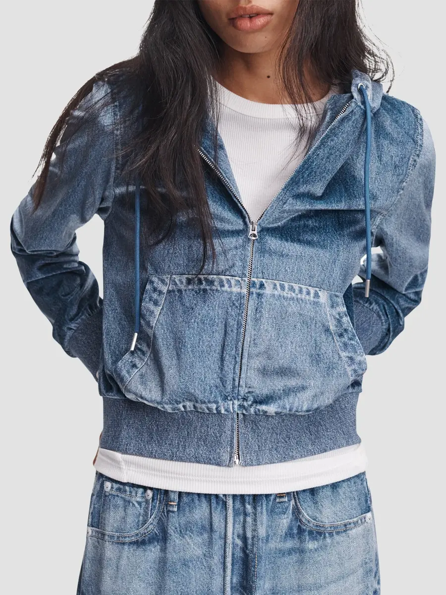 rag & bone Women's rb Miramar Velvet Zip-Up Hoodie | Thumbnail 2 rag & bone Women's rb Miramar Velvet Zip-Up Hoodie | Thumbnail 2