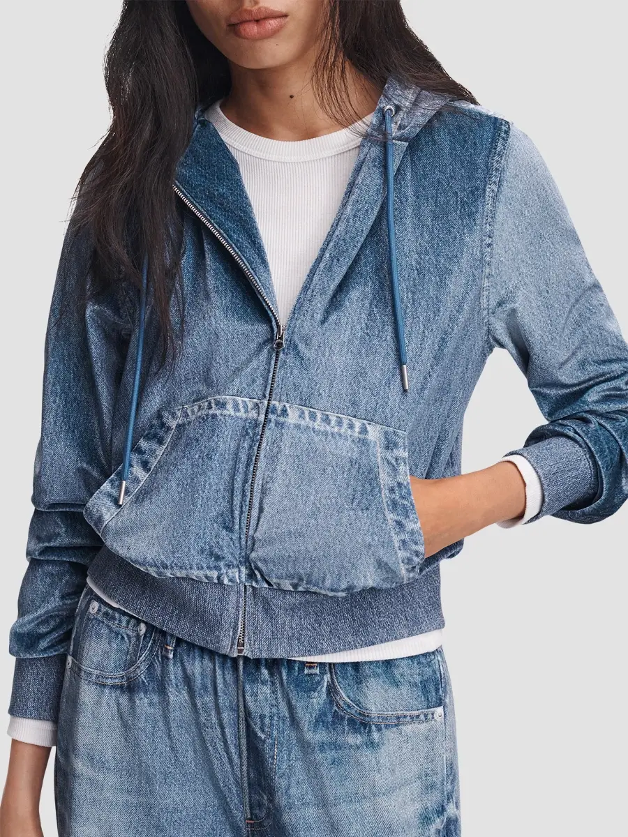 rag & bone Women's rb Miramar Velvet Zip-Up Hoodie | Thumbnail 4 rag & bone Women's rb Miramar Velvet Zip-Up Hoodie | Thumbnail 4