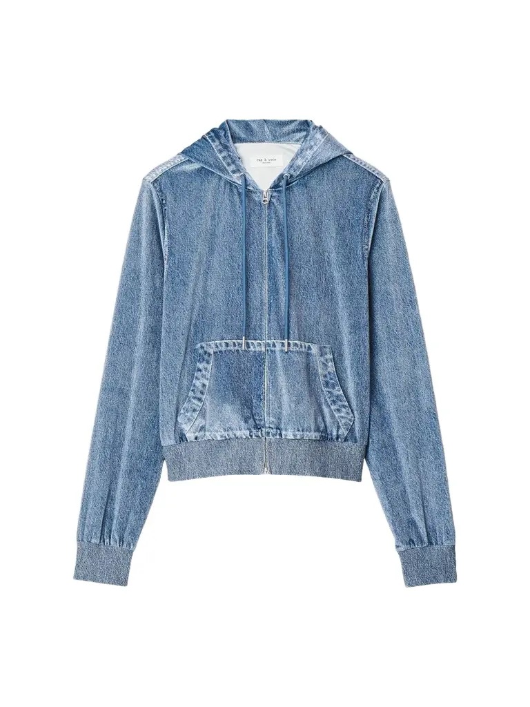 rag & bone Women's rb Miramar Velvet Zip-Up Hoodie