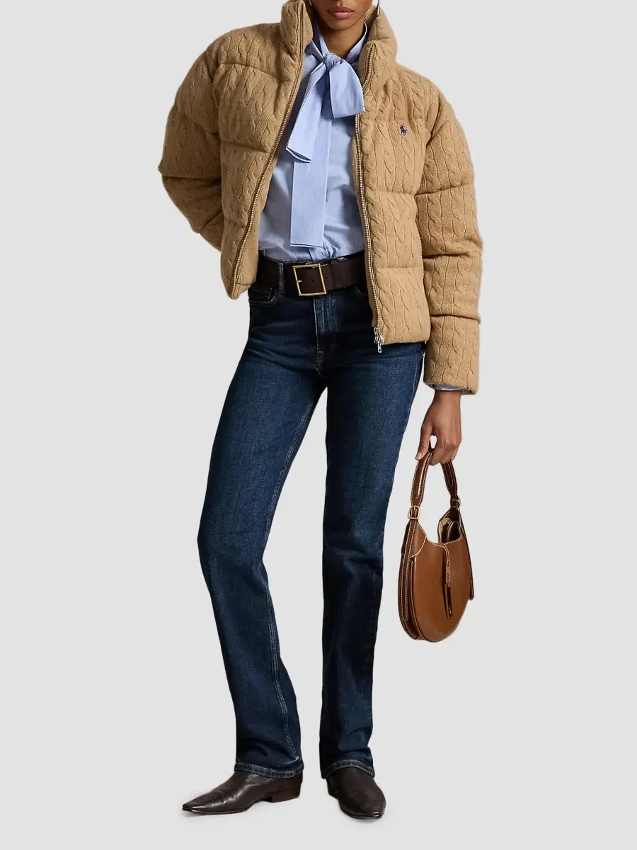 Polo Ralph Lauren Women's Cable-Knit Wool-Cashmere Puffer Jacket | Thumbnail 2